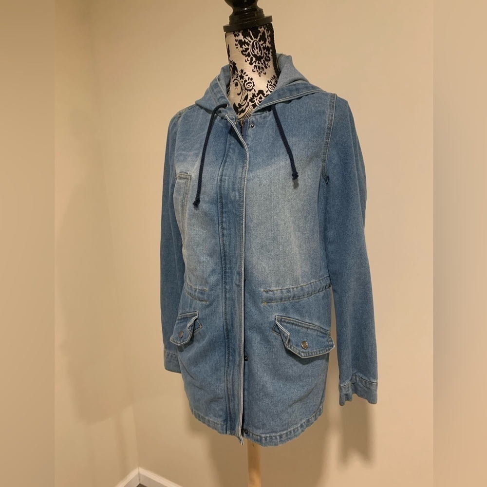 Ci Sono Hooded Denim Anorak Jacket - Picture 6 of 8